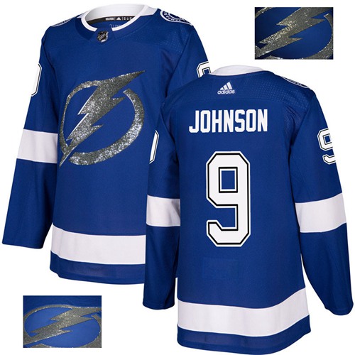 Adidas Lightning #9 Tyler Johnson Blue Home Authentic Fashion Gold Stitched NHL Jersey - Click Image to Close